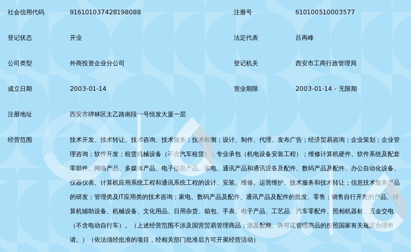 阳光雨露信息技术服务(北京)西安服务部